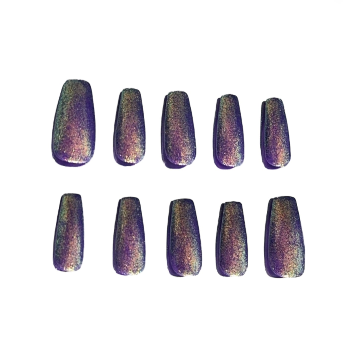 Purple Glitter (Short Coffin Nails)