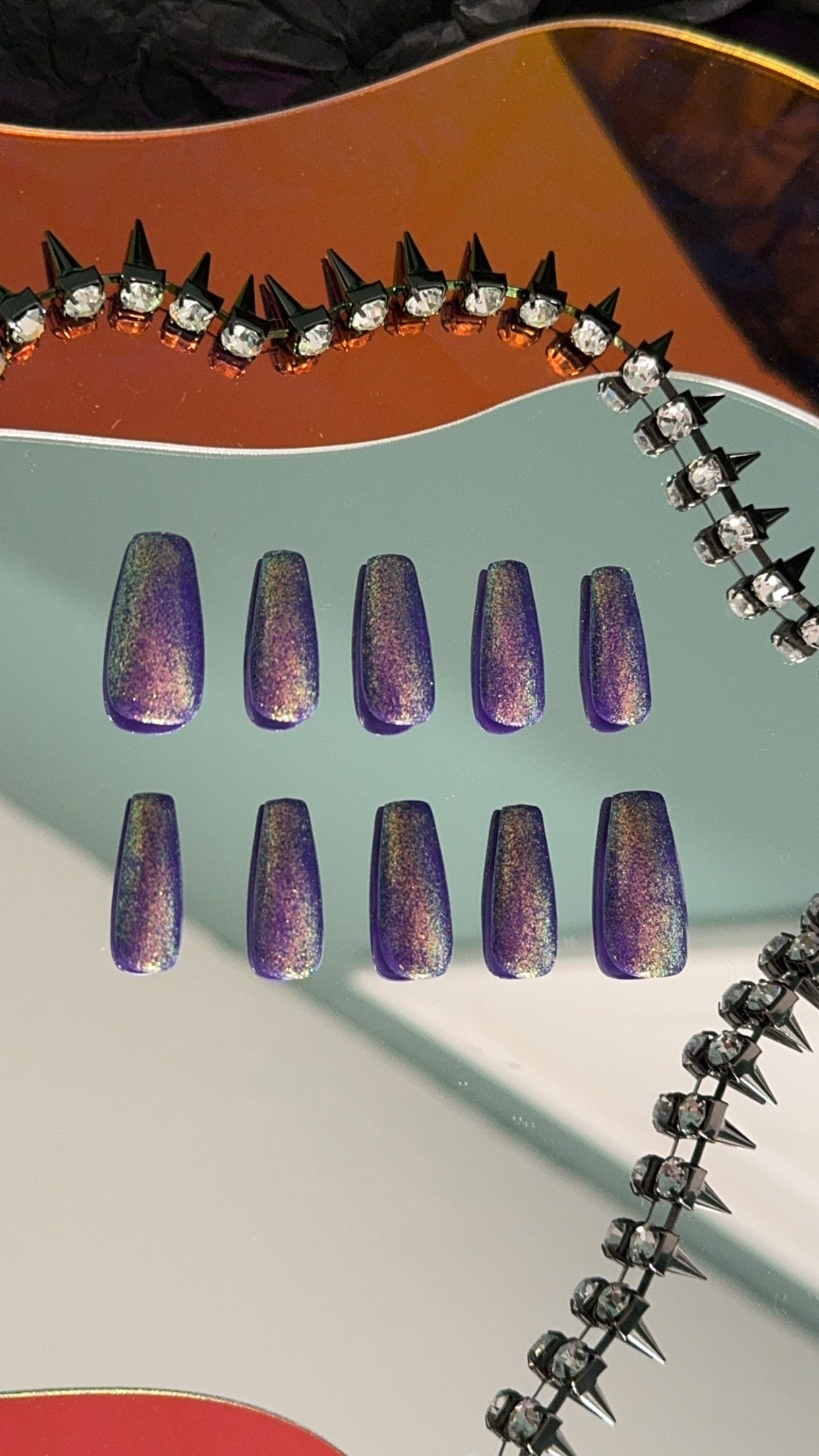 Purple Glitter (Short Coffin Nails)